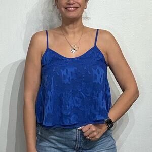 Guess Blue Satin Cami Blouse Sz S NWT